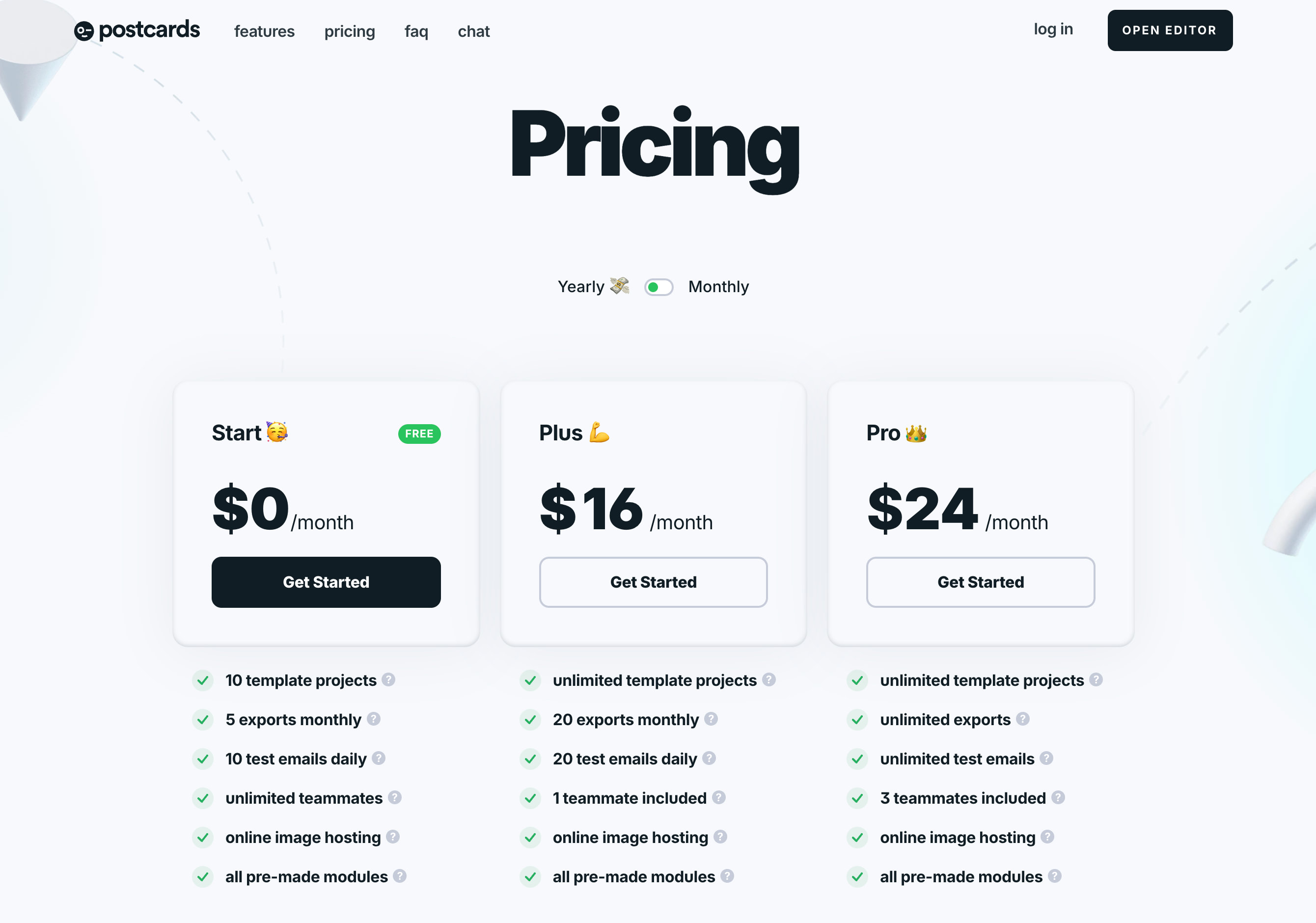 Postcards pricing